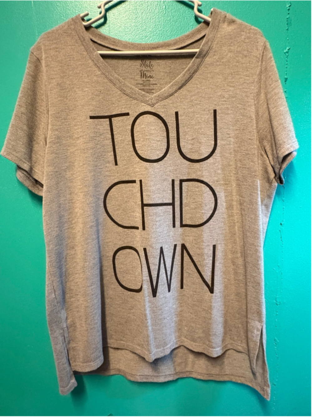 Women's State of Mine Grey Black Short Sleeve Graphic Tee Size XL